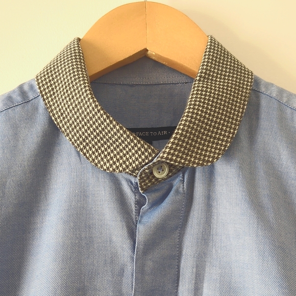 Surface to Air Men's Blue Button Down Shirt with Houndstooth Club Collar M - Picture 5 of 9